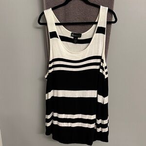 Lane Bryant Black and White Striped Tank Top